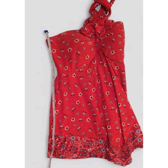 NOBO Juniors Size XS (1) Convertible Foam Cup Halter‎ Red Floral Bandana Trim - Picture 7 of 11